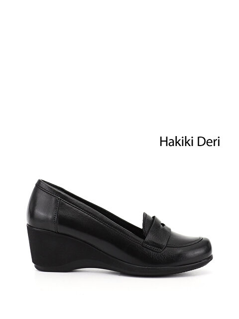 GÖNDERİ(R) Kadın SİYAH Dolgu Taban Hakiki Deri Loafer Ayakkabı - S000493523-19351