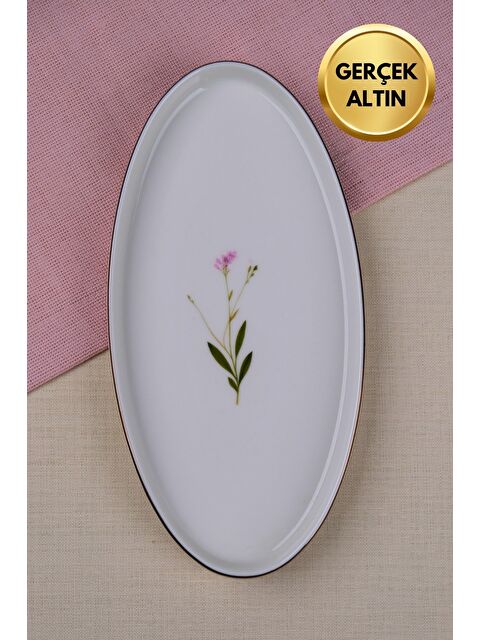 TABAK EVİ Porselen Natura Çuha Altın Yaldızlı Dik Yanaklı Kayık 26x13x2cm Tekli - S000494863-23173