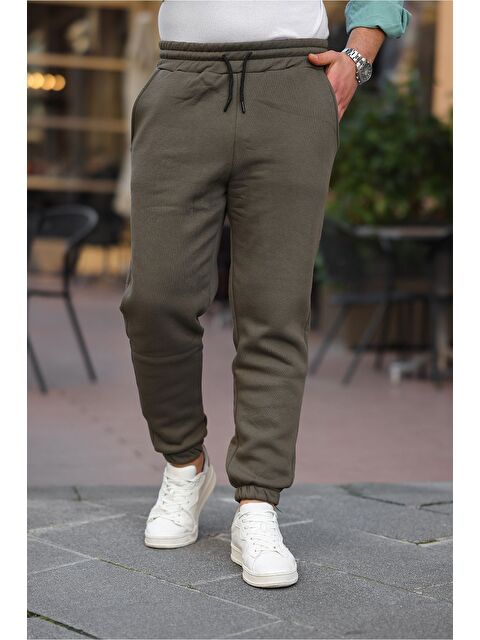 Comstar Erkek Beli Lastikli Şardonlu Jogger Haki Eşofman Altı