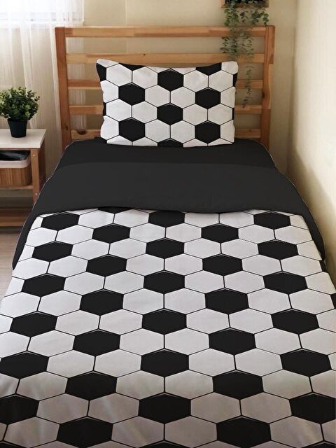 Evmila Çift Taraflı Futbol Desenli Çarşafsız Takım Tek Kişilik Nevresim Takımı 160x220 Cm - S000123332-23173