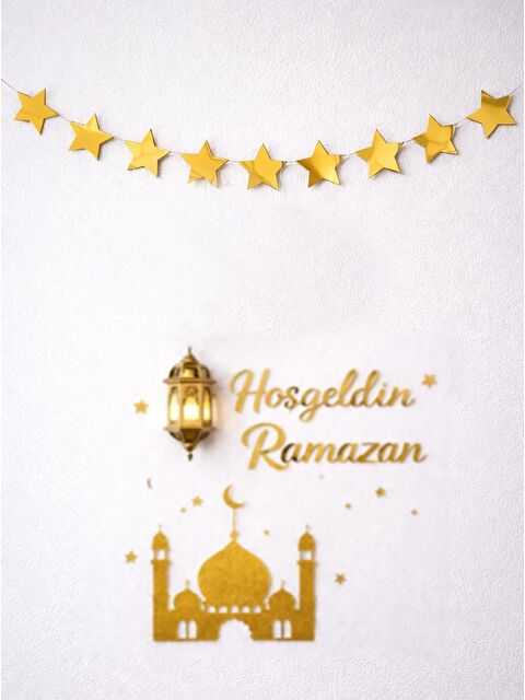 Parti Adresi Hoşgeldin Ramazan Duvar Dekoru Yıldız Sarkı Süs Altın 5 m - S000504498-20076
