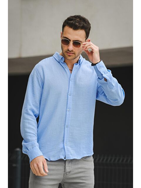 Oksit Piatris Kırınkıl Desen Düğmeli Yaka Erkek Gömlek - S000125006-17234