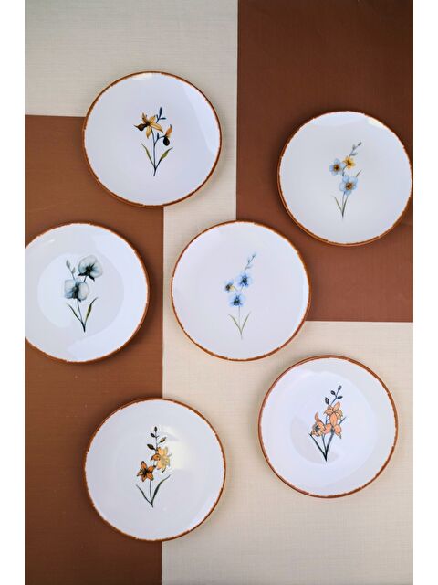 TABAK EVİ Porselen Azelya Karma Pasta Tabağı Seti 19,50cm 6 Kişilik 6 Parça - S000494877-23173