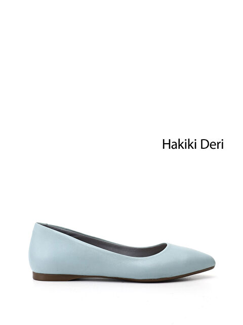 GÖNDERİ(R) Kadın MAVİ Sivri Burun Düz Taban Hakiki Deri Babet - S000493430-17234