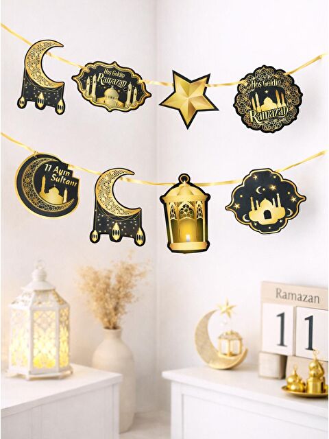 Parti Adresi Ramazan Dekoratif Banner – Hoş Geldin Ramazan Süslemesi Yeşil Gold - S000504500-18194