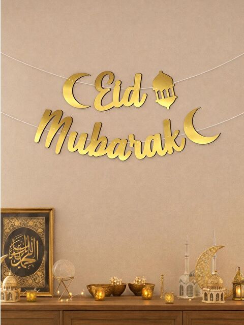 Parti Adresi Eid Mubarek Kaligrafi Duvar Yazısı Ramazan Süsü Altın Renk - S000504502-20076