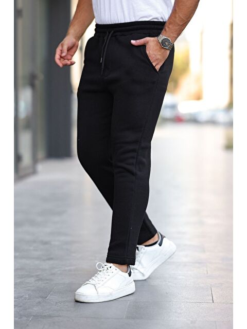 Comstar Erkek Beli Lastikli 3 Iplik Düz Paça Siyah Eşofman Altı