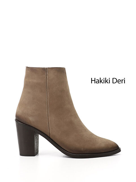 GÖNDERİ(R) Kadın VİZON Fermuarlı Sivri Burun Hakiki Deri Bot - S000493532-26429