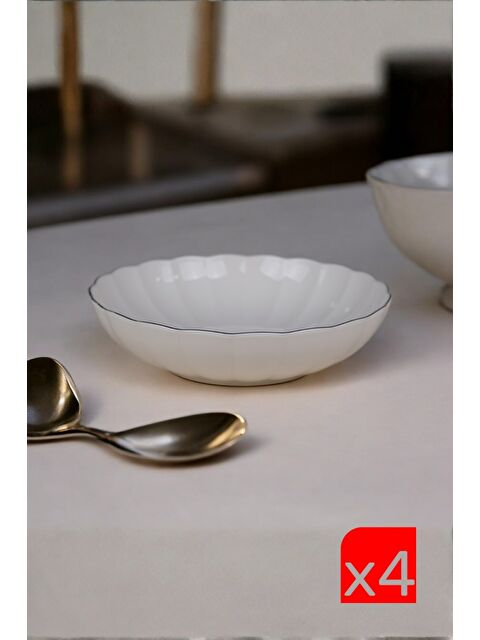 Kütahya Porselen Bone Luz Platin Fileli Bowl Kase 25x6cm 2000ml 4 lü BNLZF25KS00 - S000504508-23173