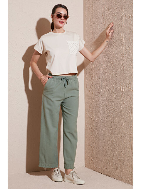 Lela Pamuklu Relaxed Fit Yüksek Bel Geniş Paça Pantolon 668Yp5275 - S000346527-18547