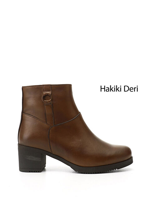 GÖNDERİ(R) Kadın KAHVERENGİ-TABA Fermuarlı Kalın Topuklu Hakiki Deri Bot - S000493534-37323