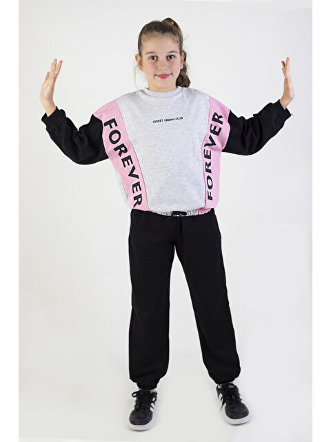 Harika Kids Kız Çocuk Örme Forever Baskı 10-13 Yaş Basic Eşofman Takım - S000291832-20024