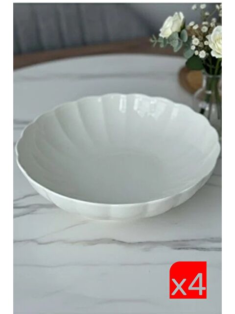 Kütahya Porselen Bone Luz Krem Bowl Kase 25x6cm 2000ml 4 lü BNLZF25KS00 - S000504516-23173