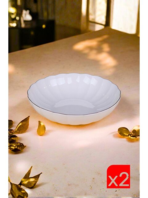 Kütahya Porselen Bone Luz Altın Yaldzlı Bowl Kase 25x6cm 2000ml 2 li BNLZF25KS00 - S000504518-23173