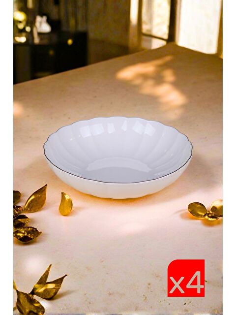 Kütahya Porselen Bone Luz Altın Yaldzlı Bowl Kase 25x6cm 2000ml 4 lü BNLZF25KS00 - S000504519-23173