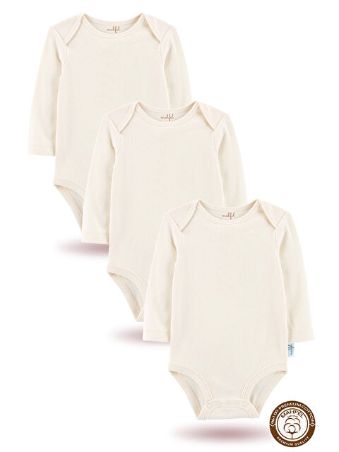 Mahfel 3'lü %100 Pamuklu Uzun Kollu Basic Çıtçıtlı Bebek Body Zıbın PD - S000515129-19965