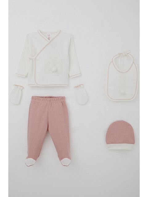 Breeze Kız Bebek Hastane Çıkışı 5 Li Ponponlu Tavşancık Nakışlı Ekru (0-3 Ay) - S000507269-19965