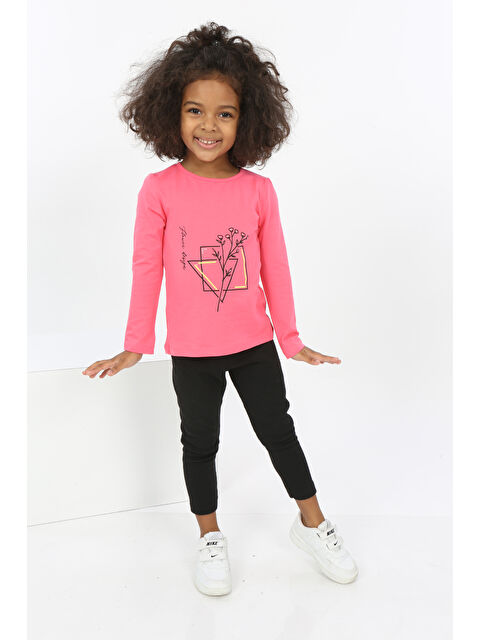 Toontoykids Kız Bebek Çiçekli Yazı Nakışlı Tişört