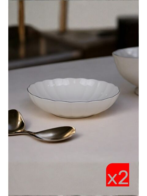 Kütahya Porselen Bone Luz Platin Fileli Bowl Kase 25x6cm 2000ml 2 li BNLZF25KS00 - S000504523-23173