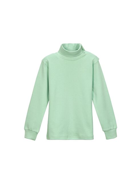 Lovetti Soft Yeşil Kız Çocuk Tam Balıkçı Uzun Kol Çıtçıtlı Tişört - S000053879-29488