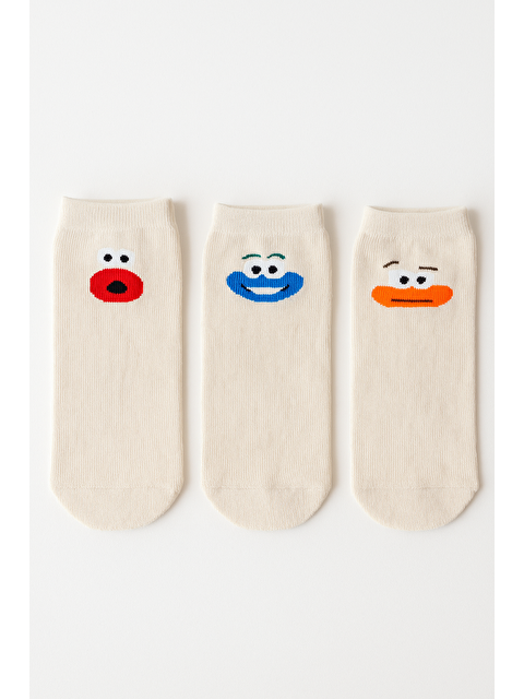 Katia And Bony Çocuk Surat Baskılı 3'Lü Soket Çorap - S000375052-23173