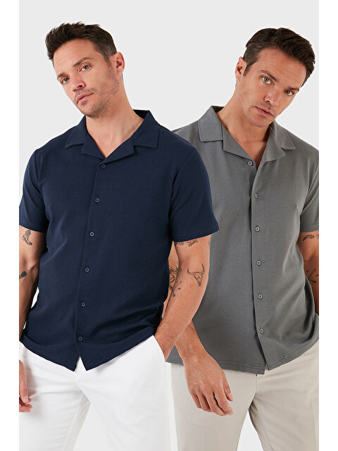 Buratti Pamuklu Regular Fit Kısa Kollu 2'li Paket Gömlek 5902640S2 - S000384615-5233