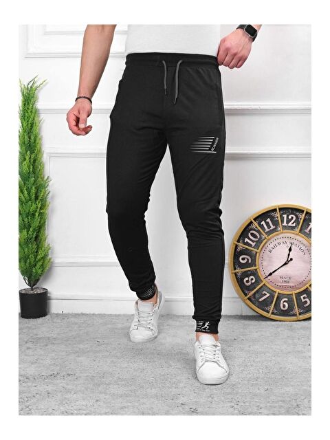 Comstar Erkek Iki Iplik Compact Kumaş Baskılı Manşetli Eşofman