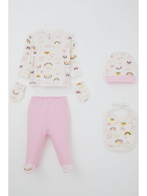 Breeze Kız Bebek Hastane Çıkışı 5 Li Gökyüzü Temalı Bulut Desenli Ekru (0-3 Ay) - S000507272-19965