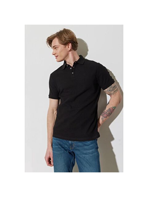 Wrangler Erkek Siyah Polo Yaka  Spor Tişört