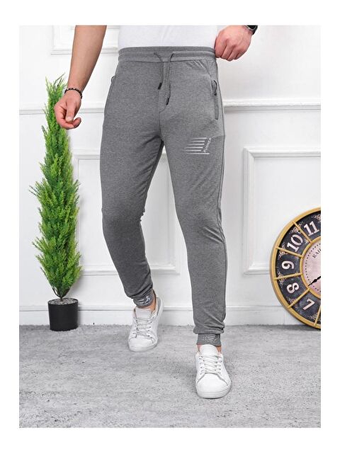 Comstar Erkek Iki Iplik Compact Kumaş Baskılı Manşetli Eşofman