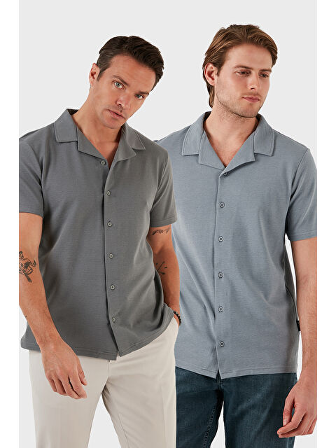 Buratti Pamuklu Regular Fit Kısa Kollu 2'li Paket Gömlek 5902640S2 - S000384615-37615