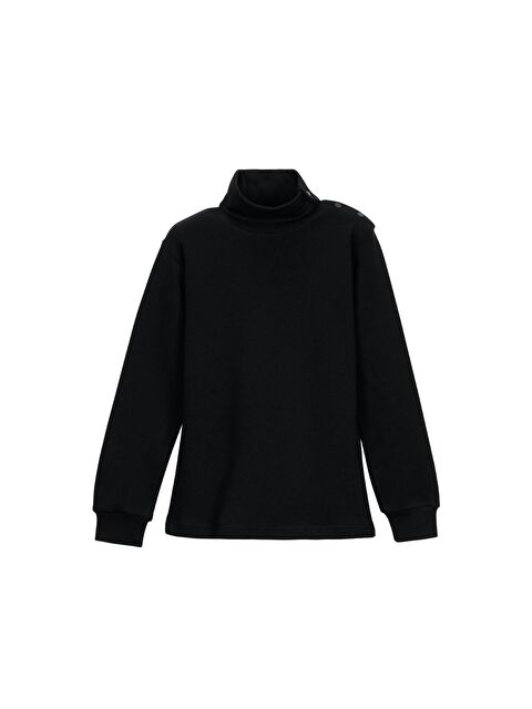 Lovetti Siyah Kız Çocuk Tam Balıkçı Uzun Kol Çıtçıtlı Tişört - S000053879-19351