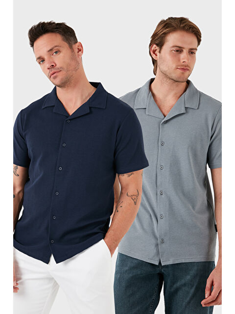 Buratti Pamuklu Regular Fit Kısa Kollu 2'li Paket Gömlek 5902640S2 - S000384615-37370