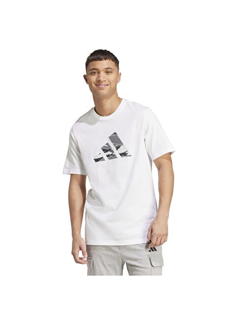 Adidas Camo Logo Erkek Beyaz Bisiklet Yaka Spor Tişört - S000436700-20063