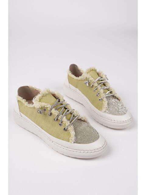 Muggo DAMSEL Bağcıklı Taşlı Kadın Günlük Denim Sneaker Spor Ayakkabı - S000356715-18194