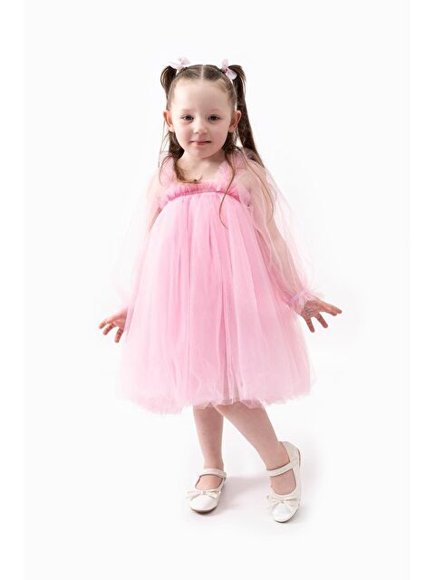 Magu Pembe Tül Kız Çocuk Elbise   Özel Ve Doğum Günü Elbisesi - S000379742-20024