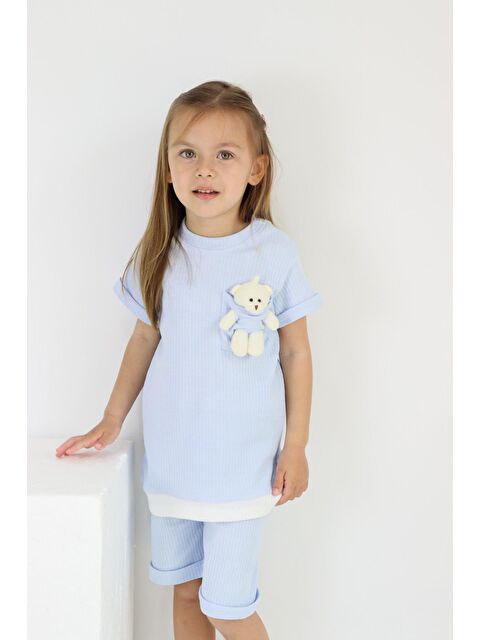 Harika Kids Kız-Erkek Çocuk Ayıcık Oyuncaklı Şortlu Yazlık Basic Takım 2-5 yaş - S000157634-17234