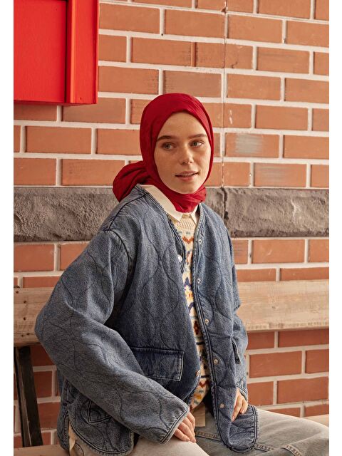 Fresh Scarfs Kazayağı Jakarlı Şal Kırmızı - S000420372-20045