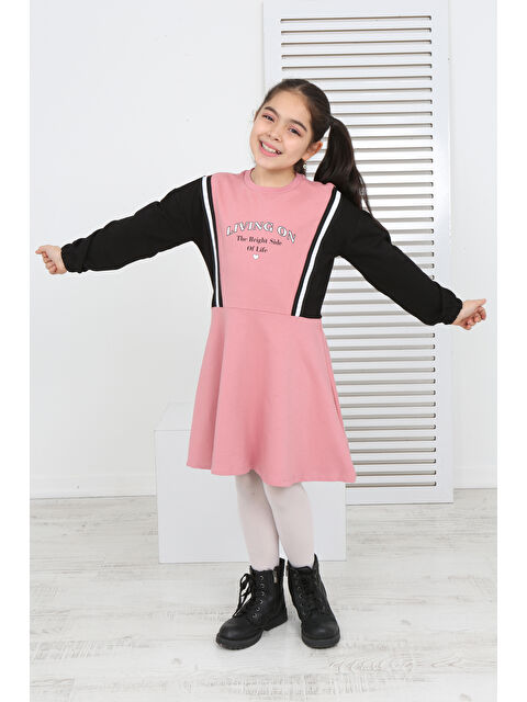 Toontoykids Kız Çocuk Garni Detaylı Baskılı Elbise - S000378385-20028