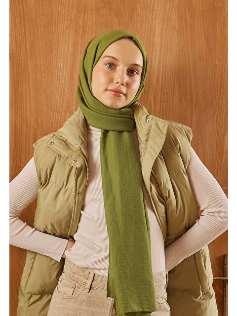 Fresh Scarfs Pamuk Crash Şal Zeytin Yeşili - S000420477-17346