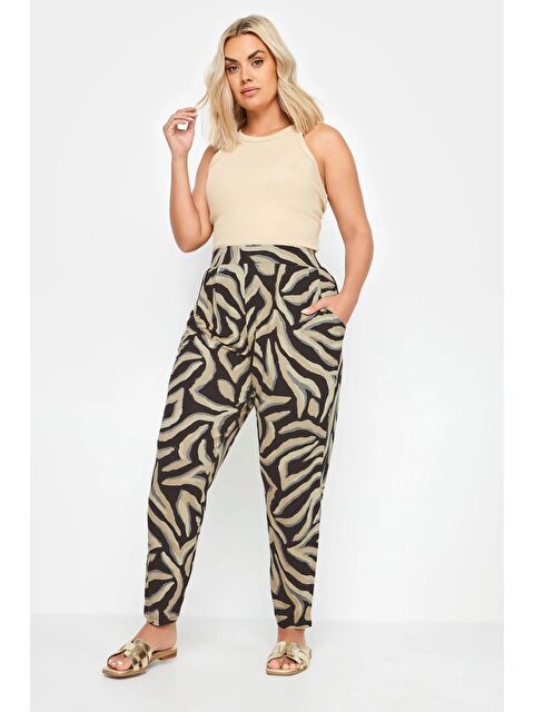 Stil Diva Büyük Beden Dar Paça Desenli Cepli Havuç Kesim Elastanlı Pantolon 143750 - S000196718-37207