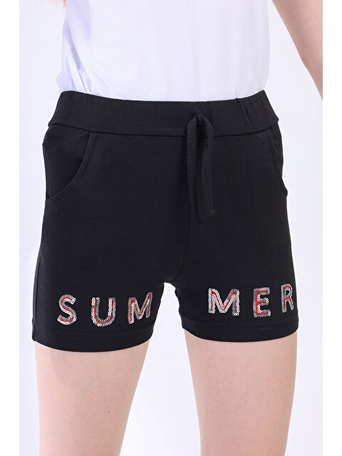 Toontoykids Kız Çocuk Pul İşlemeli Cepli Şort