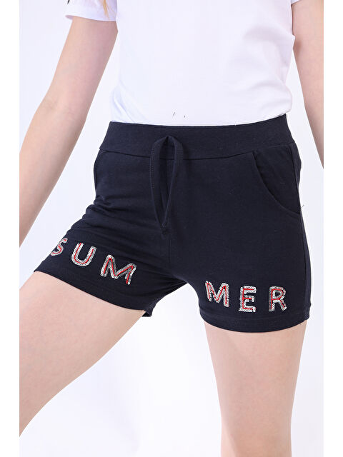 Toontoykids Kız Çocuk Pul İşlemeli Cepli Şort - S000420513-21164