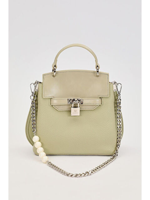 Remsa Premium Zincir ve Deri Askı Charm Detay Yumuşak Deri Çanta 930369 Yeşil