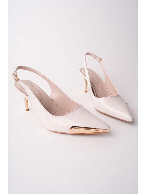 Muggo ZENİTH Metal Burun Detaylı Sivri Burun Arkası Açık Kadın Topuklu Ayakkabı - S000514231-26407