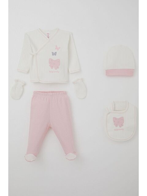 Breeze Kız Bebek Hastane Çıkışı 5 Li Fiyonk & Kelebek Nakışlı Ekru (0-3 Ay) - S000507276-19965
