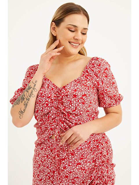 Mylinemoda Kalp Yaka Büzgülü Top - S000239246-20045