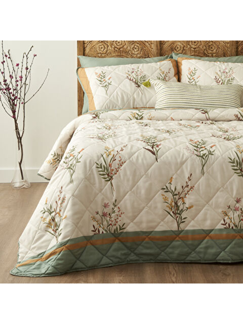 Bella Maison Flores Kapitoneli Çok Amaçlı Çift Kişilik Yatak Örtüsü Seti (240x220 cm) - S000397284-23173