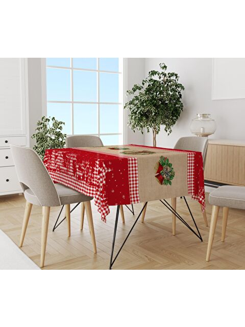 Evmila Yılbaşı Desenli Kadife Doku Masa Örtüsü - S000111244-23173