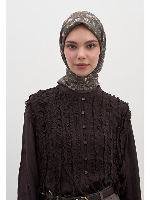 Fresh Scarfs LEANA DESEN PAMUKLU VİSKON EŞARP ÇİKOLATA KAHVE - S000458591-37259